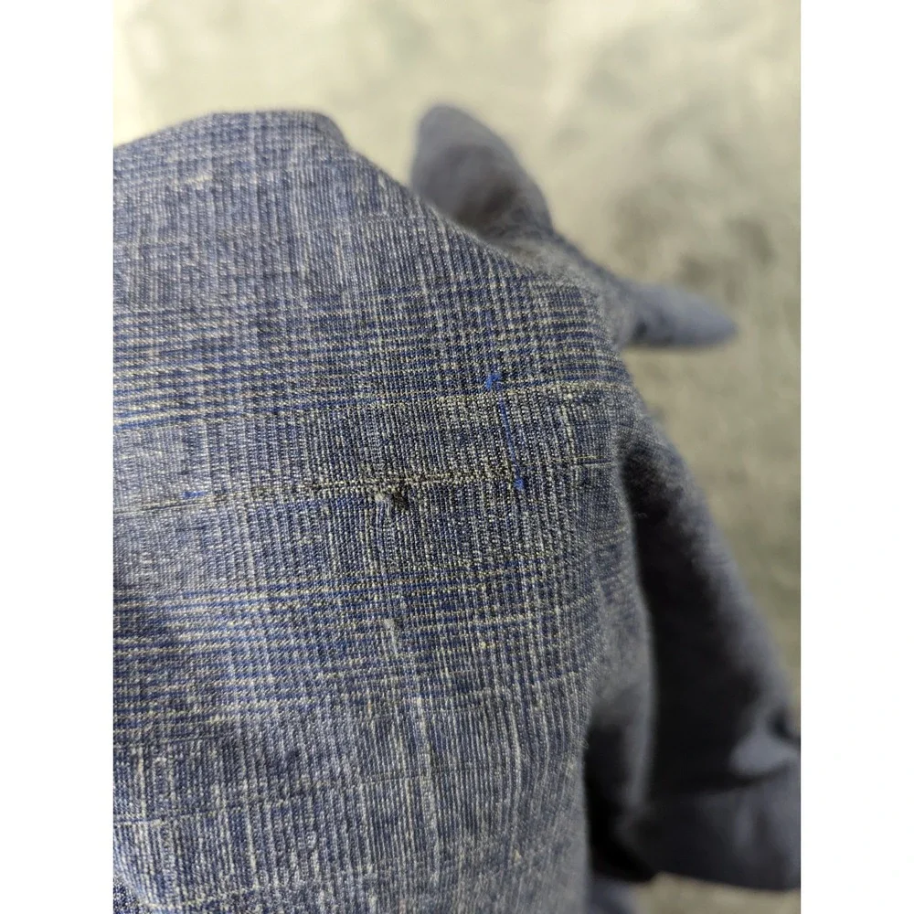 Taylor Stitch Shirt Men 42 Blue Organic Cotton Short Sleeve Button Up READ